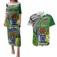 Cook Islands Independence Day Couples Matching Puletasi and Hawaiian Shirt National Flag and Emblem with Tatau Tattoo