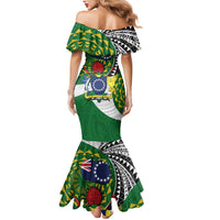 Cook Islands Independence Day Mermaid Dress National Flag and Emblem with Tatau Tattoo