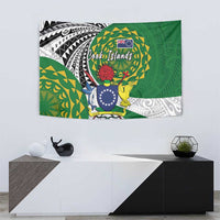 Cook Islands Independence Day Tapestry National Flag and Emblem with Tatau Tattoo