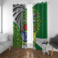 Cook Islands Independence Day Window Curtain National Flag and Emblem with Tatau Tattoo