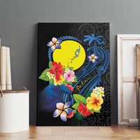 Palau Independence Day Canvas Wall Art Melanesian Tattoo with Hibiscus