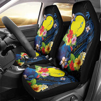Palau Independence Day Car Seat Cover Melanesian Tattoo with Hibiscus