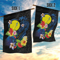 Palau Independence Day Garden Flag Melanesian Tattoo with Hibiscus