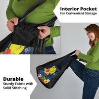 Palau Independence Day Grocery Bag Melanesian Tattoo with Hibiscus