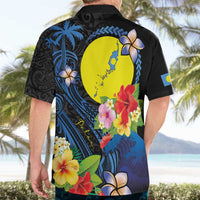 Palau Independence Day Hawaiian Shirt Melanesian Tattoo with Hibiscus