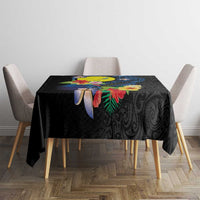 Palau Independence Day Tablecloth Melanesian Tattoo with Hibiscus