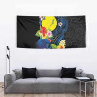 Palau Independence Day Tapestry Melanesian Tattoo with Hibiscus