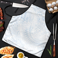 Hawaiian Turtles and Leis Apron Tribal Kakau Pattern Airy White Blue Cloud Vibe