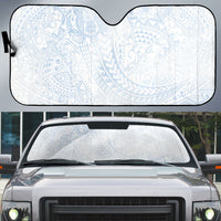 Hawaiian Turtles and Leis Auto Sun Shade Tribal Kakau Pattern Airy White Blue Cloud Vibe