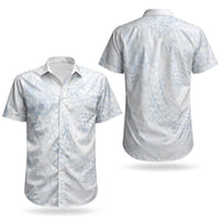 Hawaiian Turtles and Leis Couples Matching Long Sleeve Bodycon Dress and Hawaiian Shirt Tribal Kakau Pattern Airy White Blue Cloud Vibe LT03 - Polynesian Pride
