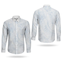Hawaiian Turtles and Leis Couples Matching Long Sleeve Bodycon Dress and Long Sleeve Button Shirt Tribal Kakau Pattern Airy White Blue Cloud Vibe LT03 - Polynesian Pride