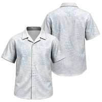 Hawaiian Turtles and Leis Family Matching Mermaid Dress and Hawaiian Shirt Tribal Kakau Pattern Airy White Blue Cloud Vibe LT03 Son's Shirt White - Polynesian Pride