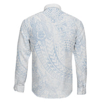 Hawaiian Turtles and Leis Family Matching Puletasi and Hawaiian Shirt Tribal Kakau Pattern Airy White Blue Cloud Vibe LT03 Son's Shirt White - Polynesian Pride