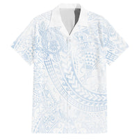 Hawaiian Turtles and Leis Family Matching Summer Maxi Dress and Hawaiian Shirt Tribal Kakau Pattern Airy White Blue Cloud Vibe LT03 Dad's Shirt - Short Sleeve White - Polynesian Pride