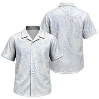 Hawaiian Turtles and Leis Family Matching Summer Maxi Dress and Hawaiian Shirt Tribal Kakau Pattern Airy White Blue Cloud Vibe LT03 Son's Shirt White - Polynesian Pride