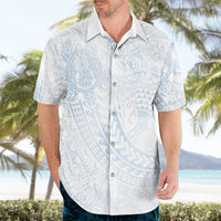 Hawaiian Turtles and Leis Hawaiian Shirt Tribal Kakau Pattern Airy White Blue Cloud Vibe