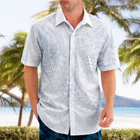 Hawaiian Turtles and Leis Hawaiian Shirt Tribal Kakau Pattern Airy White Blue Cloud Vibe LT03 - Polynesian Pride