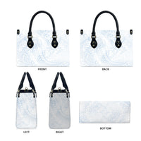 Hawaiian Turtles and Leis Leather Bag Tribal Kakau Pattern Airy White Blue Cloud Vibe