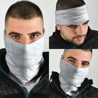 Hawaiian Turtles and Leis Neck Gaiter Tribal Kakau Pattern Airy White Blue Cloud Vibe