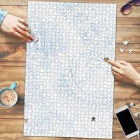 Hawaiian Turtles and Leis Puzzle Tribal Kakau Pattern Airy White Blue Cloud Vibe