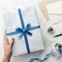 Hawaiian Turtles and Leis Wrapping Paper Tribal Kakau Pattern Airy White Blue Cloud Vibe