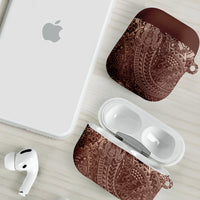 Hawaiian Turtles and Leis AirPods Case Tribal Kakau Pattern Mocha Mousse Color