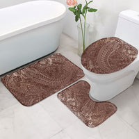Hawaiian Turtles and Leis Bathroom Set Tribal Kakau Pattern Mocha Mousse Color