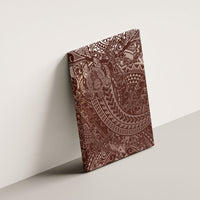 Hawaiian Turtles and Leis Canvas Wall Art Tribal Kakau Pattern Mocha Mousse Color