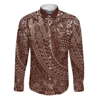 Hawaiian Turtles and Leis Family Matching Mermaid Dress and Hawaiian Shirt Tribal Kakau Pattern Mocha Mousse Color LT03 Daughter's Dress Mocha Mousse - Polynesian Pride