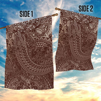 Hawaiian Turtles and Leis Garden Flag Tribal Kakau Pattern Mocha Mousse Color