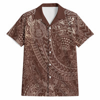 Hawaiian Turtles and Leis Hawaiian Shirt Tribal Kakau Pattern Mocha Mousse Color LT03 Mocha Mousse - Polynesian Pride
