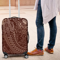 Hawaiian Turtles and Leis Luggage Cover Tribal Kakau Pattern Mocha Mousse Color