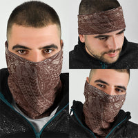 Hawaiian Turtles and Leis Neck Gaiter Tribal Kakau Pattern Mocha Mousse Color