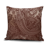 Hawaiian Turtles and Leis Pillow Cover Tribal Kakau Pattern Mocha Mousse Color