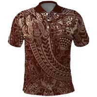 Hawaiian Turtles and Leis Polo Shirt Tribal Kakau Pattern Mocha Mousse Color LT03 Mocha Mousse - Polynesian Pride