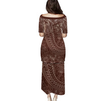 Hawaiian Turtles and Leis Puletasi Tribal Kakau Pattern Mocha Mousse Color LT03 - Polynesian Pride