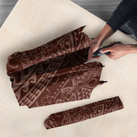 Hawaiian Turtles and Leis Umbrella Tribal Kakau Pattern Mocha Mousse Color