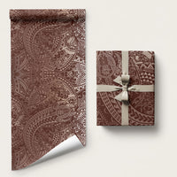 Hawaiian Turtles and Leis Wrapping Paper Tribal Kakau Pattern Mocha Mousse Color