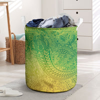 Hawaiian Turtles and Leis Laundry Basket Tribal Kakau Pattern Fresh Summer Vibe