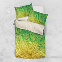 Hawaiian Turtles and Leis Bedding Set Tribal Kakau Pattern Fresh Summer Vibe