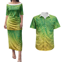 Hawaiian Turtles and Leis Couples Matching Puletasi and Hawaiian Shirt Tribal Kakau Pattern Fresh Summer Vibe LT03 Green - Polynesian Pride