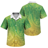 Hawaiian Turtles and Leis Family Matching Mermaid Dress and Hawaiian Shirt Tribal Kakau Pattern Fresh Summer Vibe LT03 Son's Shirt Green - Polynesian Pride