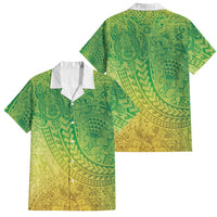 Hawaiian Turtles and Leis Family Matching Off Shoulder Maxi Dress and Hawaiian Shirt Tribal Kakau Pattern Fresh Summer Vibe LT03 Dad's Shirt - Short Sleeve Green - Polynesian Pride