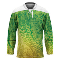 Hawaiian Turtles and Leis Hockey Jersey Tribal Kakau Pattern Fresh Summer Vibe