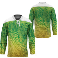 Hawaiian Turtles and Leis Hockey Jersey Tribal Kakau Pattern Fresh Summer Vibe