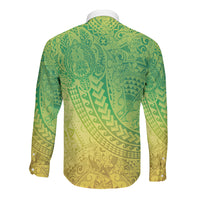 Hawaiian Turtles and Leis Long Sleeve Button Shirt Tribal Kakau Pattern Fresh Summer Vibe LT03 - Polynesian Pride