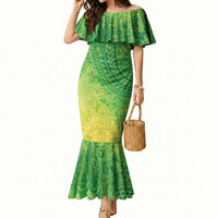 Hawaiian Turtles and Leis Mermaid Dress Tribal Kakau Pattern Fresh Summer Vibe LT03 Women Green - Polynesian Pride