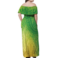 Hawaiian Turtles and Leis Off Shoulder Maxi Dress Tribal Kakau Pattern Fresh Summer Vibe LT03 - Polynesian Pride