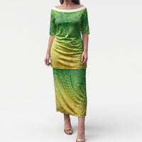 Hawaiian Turtles and Leis Puletasi Tribal Kakau Pattern Fresh Summer Vibe LT03 Long Dress Green - Polynesian Pride