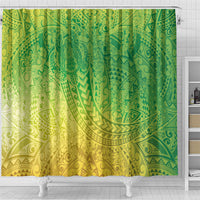 Hawaiian Turtles and Leis Shower Curtain Tribal Kakau Pattern Fresh Summer Vibe